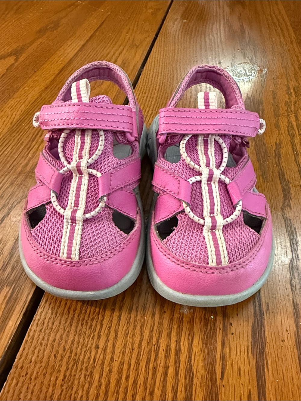 Columbia Pink Mesh Hook-and-Loop Kids Sandals